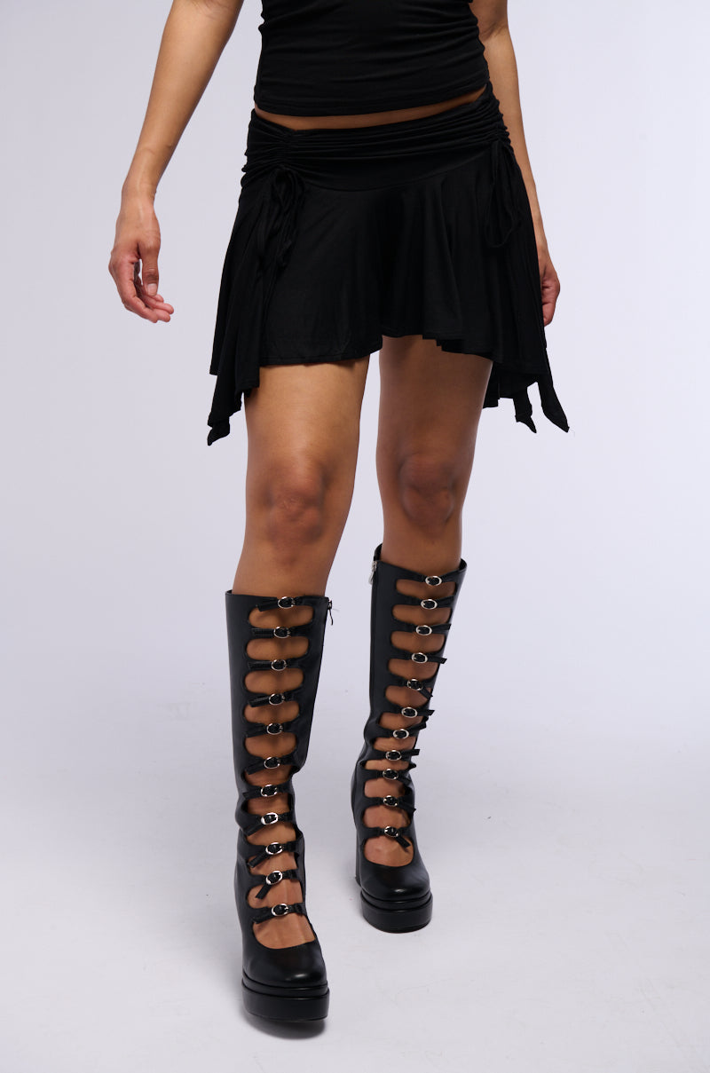 FREE SPIRIT RUCHED KNIT MINI SKIRT