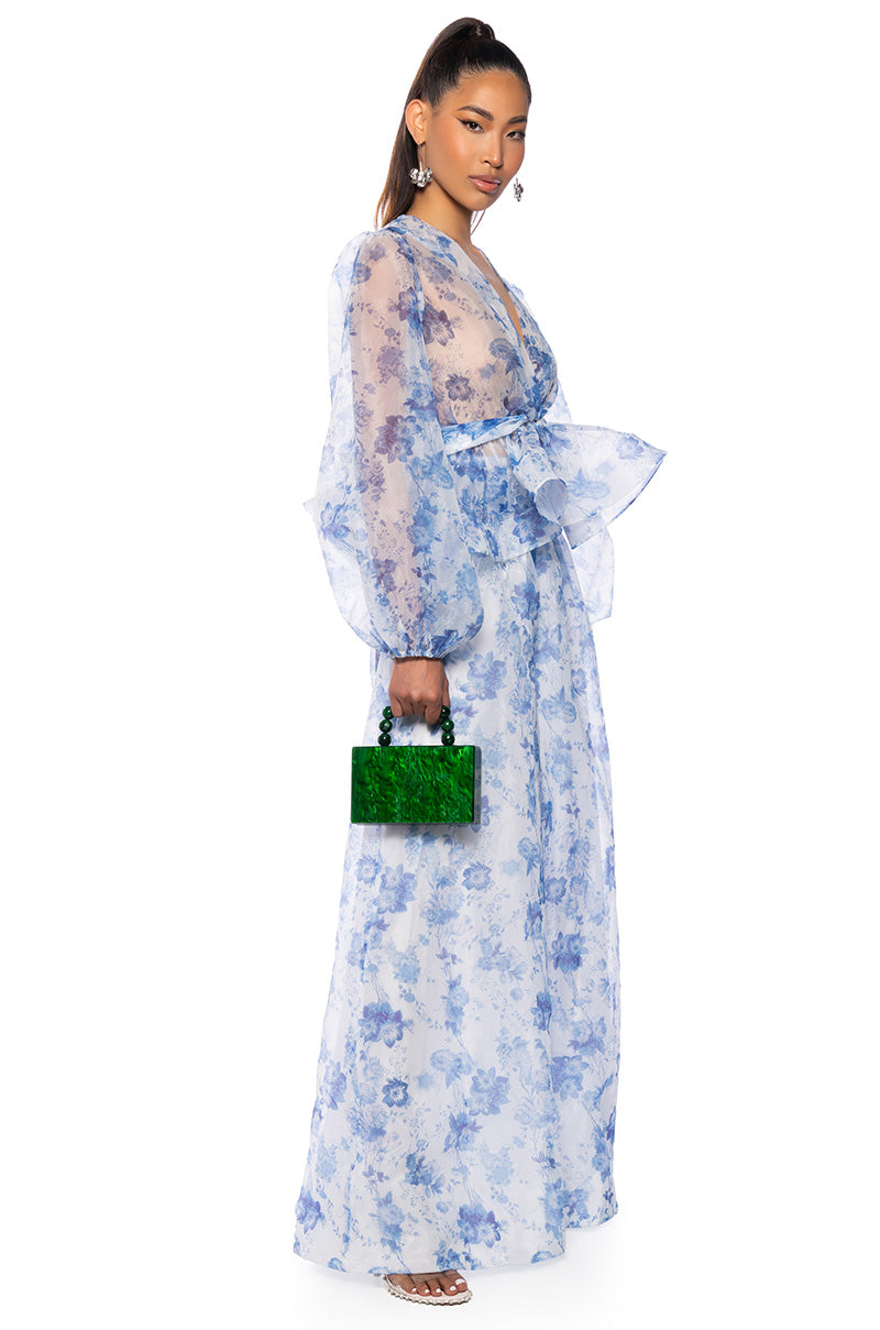GARDENIA CHIFFON TIE FRONT BLOUSE