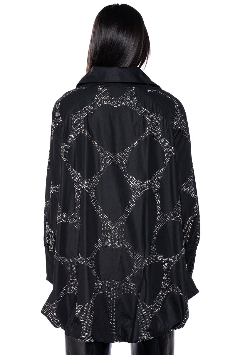 GIRLS LOVE MONEY SATIN COLLARED BLOUSE