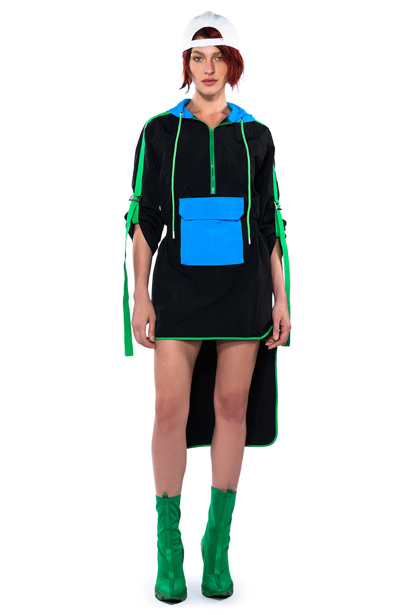 RUMER NYON HIGH LOW LONG SLEEVE MINI DRESS