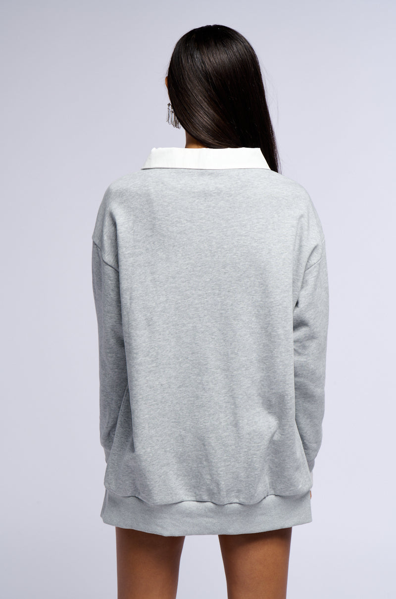 GONE GIRL COLLARED HALF SWEATSHIRT