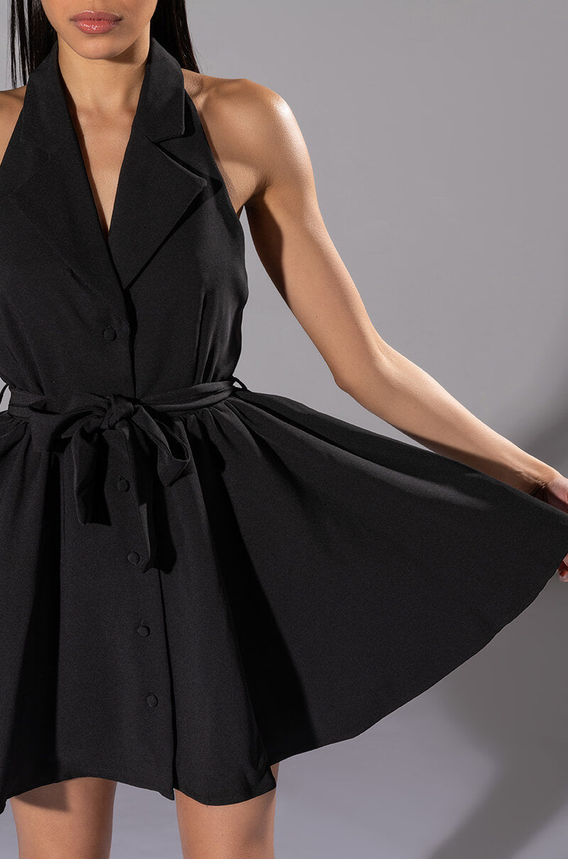 HADLEY COLLARED FIT AND FLARE MINI DRESS