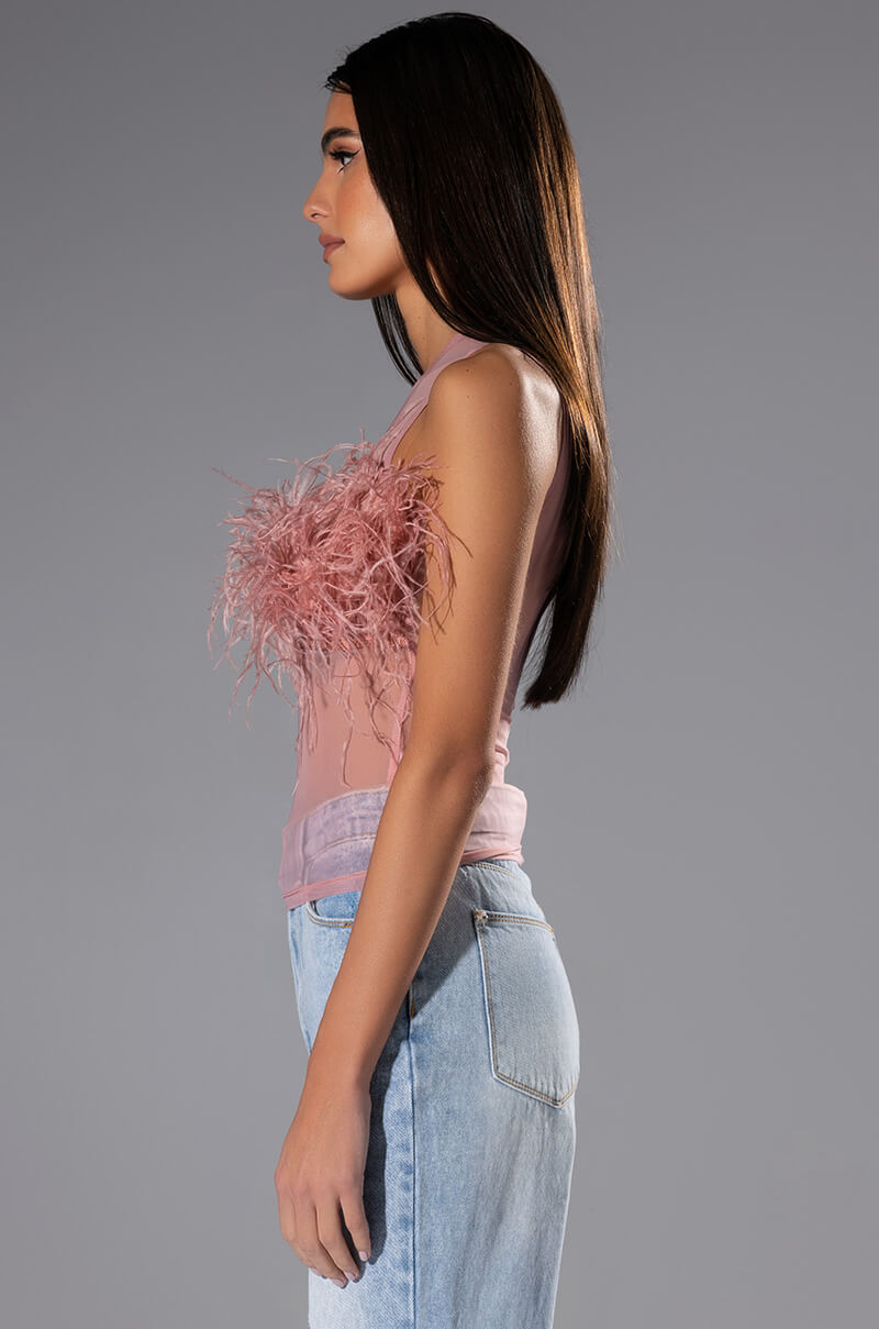 HAPPILY EVER AFTER SLEEVELESS FEATHER TOP