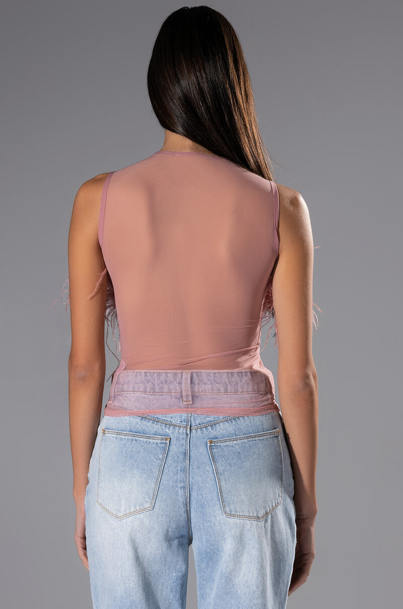 HAPPILY EVER AFTER SLEEVELESS FEATHER TOP