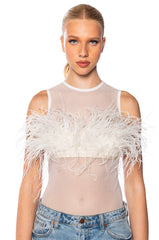 HAPPILY EVER AFTER SLEEVELESS FEATHER TOP
