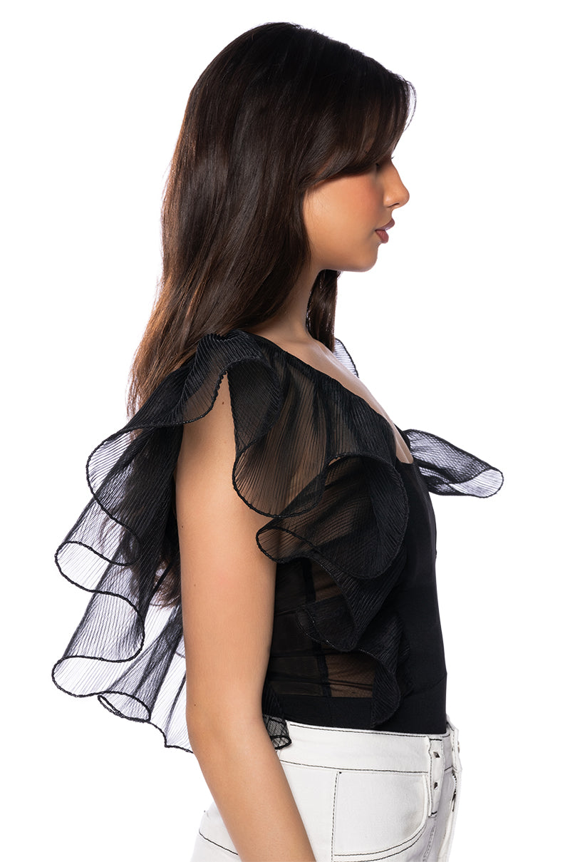 HARLOW BUTTERFLY SLEEVE MESH BODYSUIT