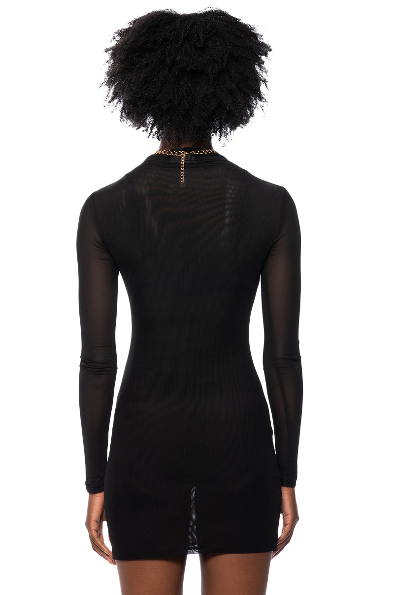 HARPER LONG SLEEVE MESH MINI DRESS
