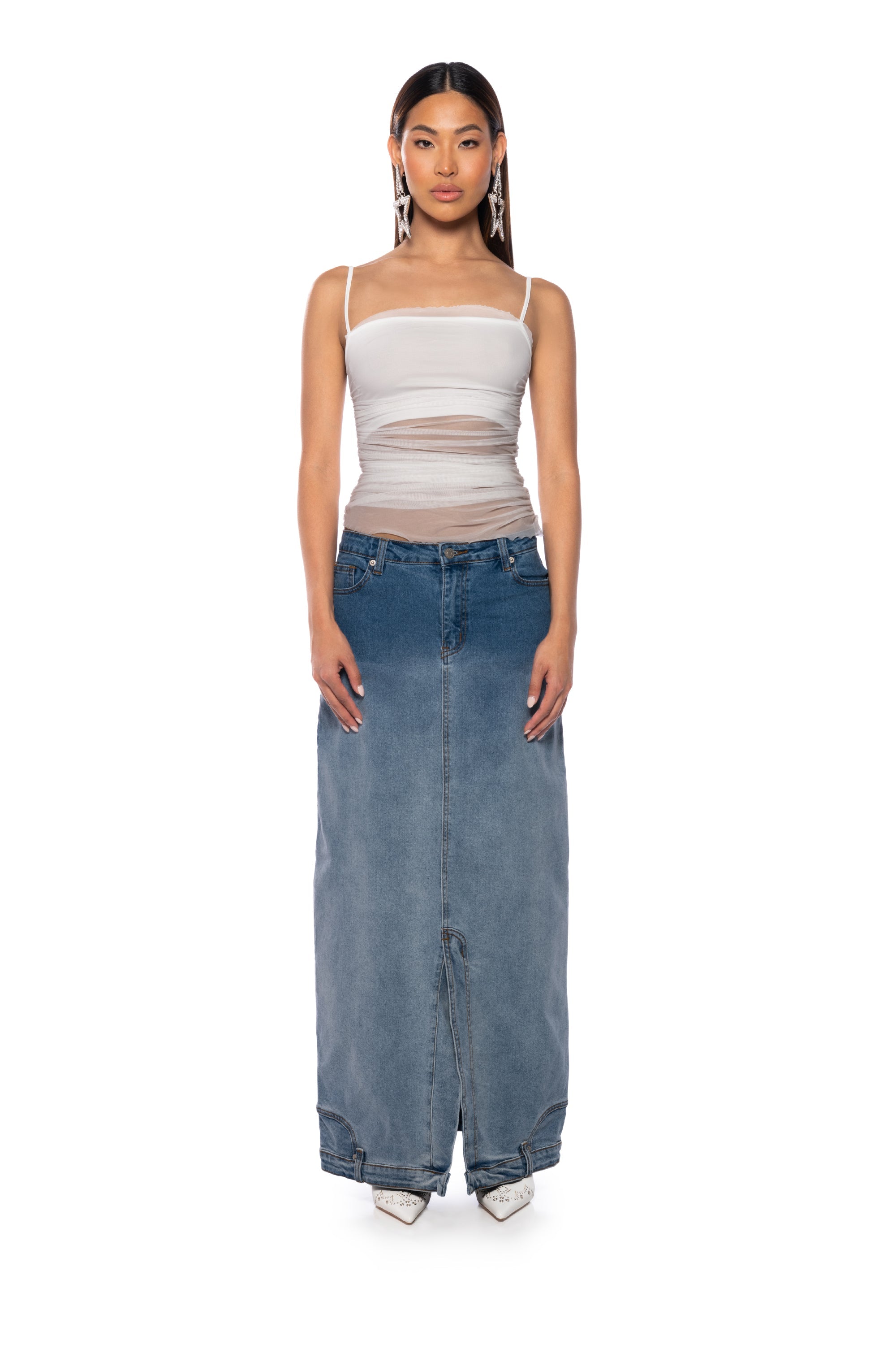 IMOGEN SQUARE NECK MESH TANK TOP