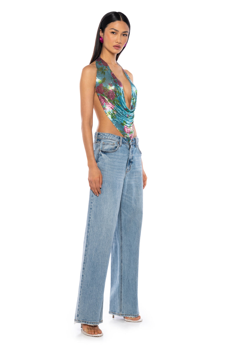 FLORAL CHAINMAIL HALTER SET