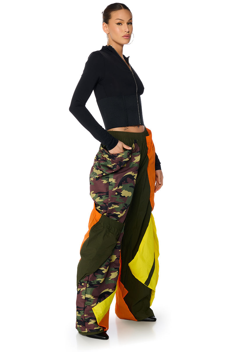 ISA CAMO AND COLORBLOCK NYLON SWEATPANT