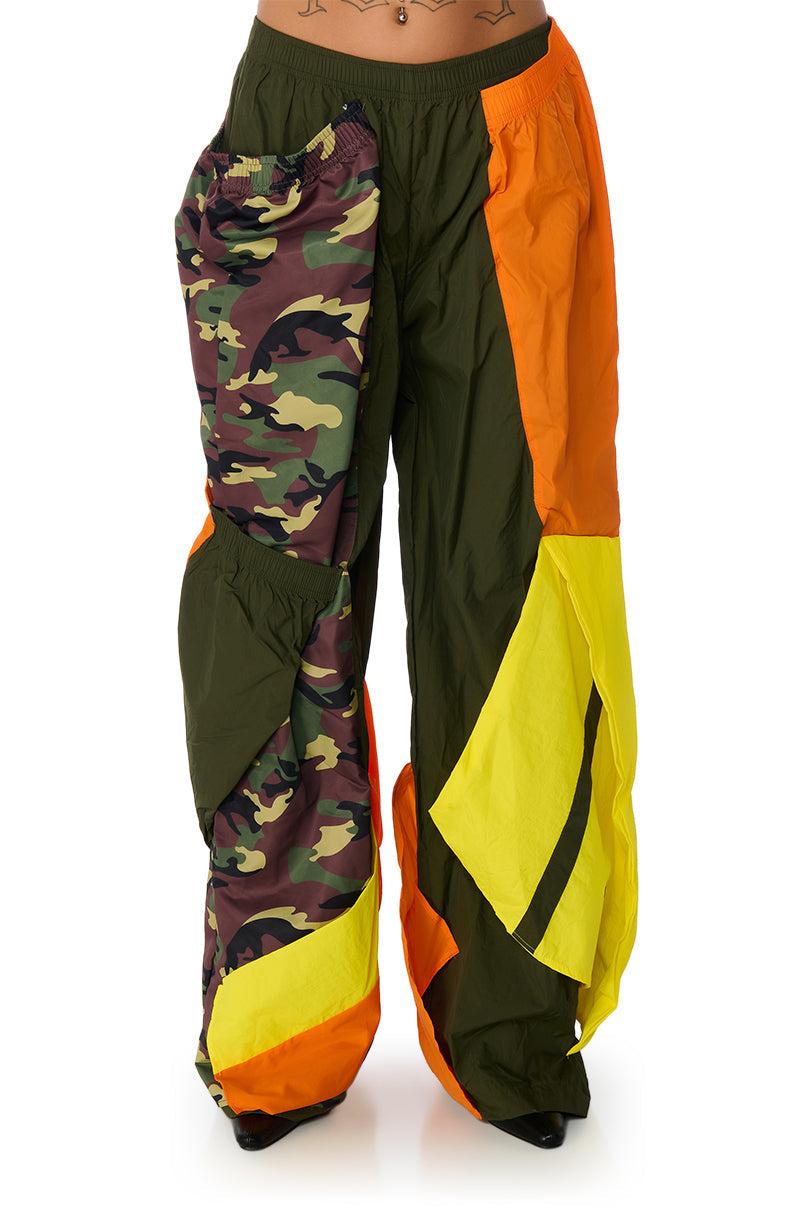 ISA CAMO AND COLORBLOCK NYLON SWEATPANT