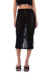 ITS A WRAP MACRAME MESH BODYCON MIDI SKIRT