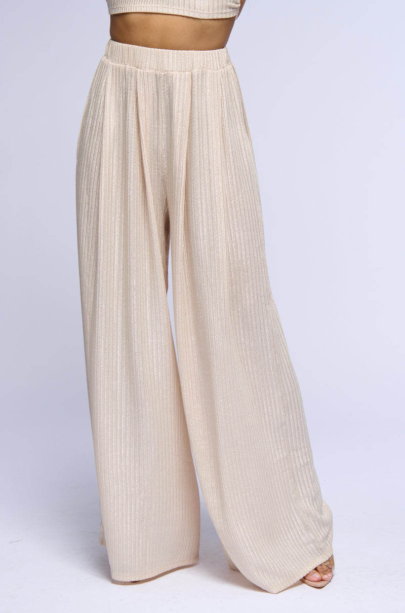 JUST LIKE MAGIC METALLIC KNIT WIDE LEG PANT