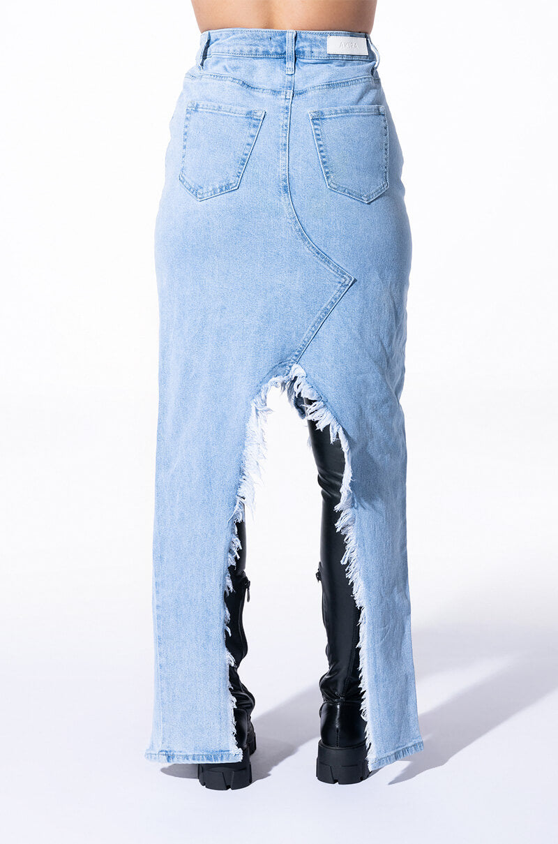 JUST WANNA DANCE HIGH LOW DENIM SKIRT