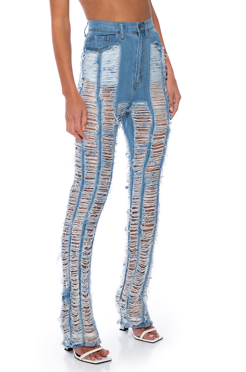 KEEP IT TOGETHER FULLY DISTRESSED STRAIGHT JEANS