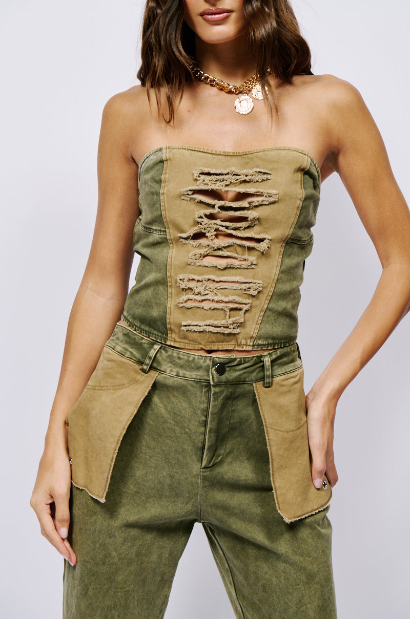 KILL THE LIGHTS DENIM CORSET TOP