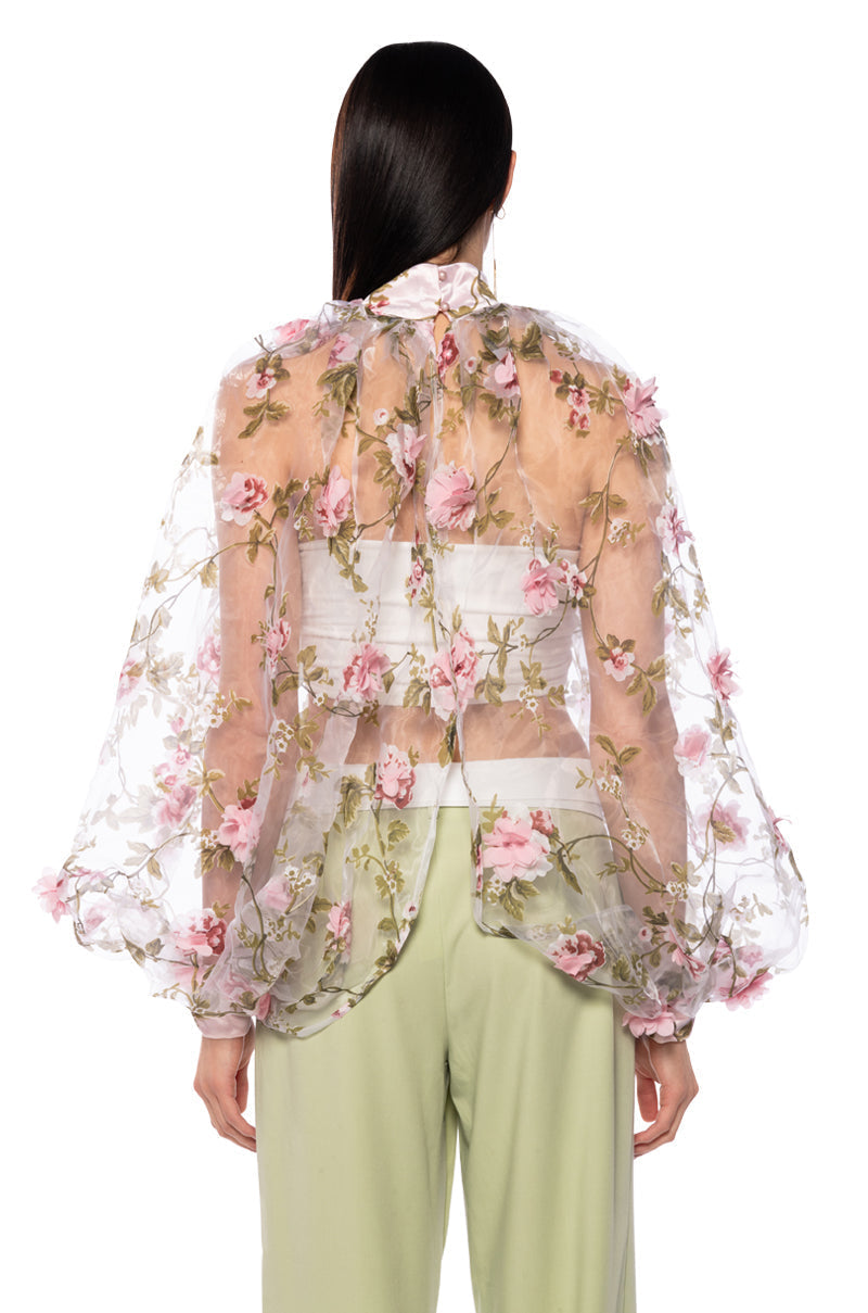 LENNON VOLUME SLEEVE FLORAL BLOUSE