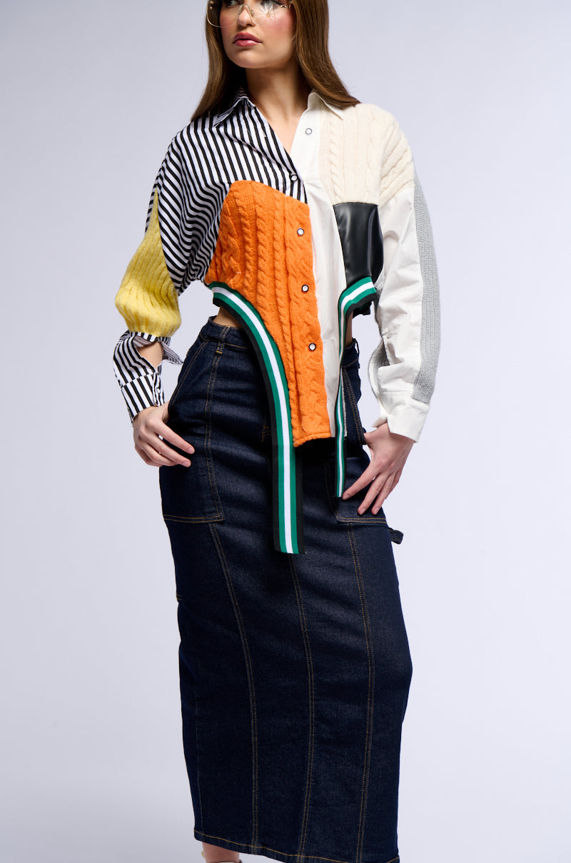 LET IT GO DENIM MAXI SKIRT