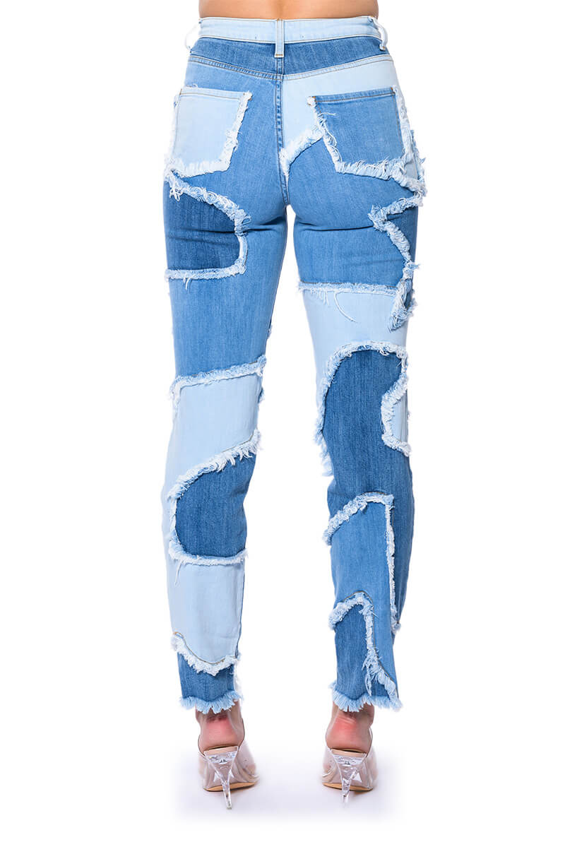 LITTLE BIT OF FUN FRAYED RELAXED FIT JEANS
