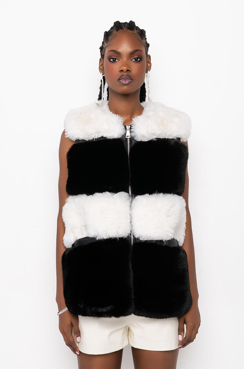MAMA FAUX FUR PANEL VEST