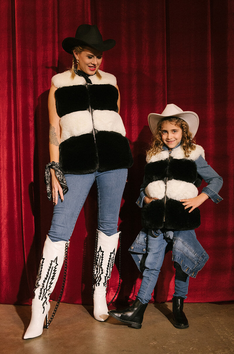 MAMA FAUX FUR PANEL VEST