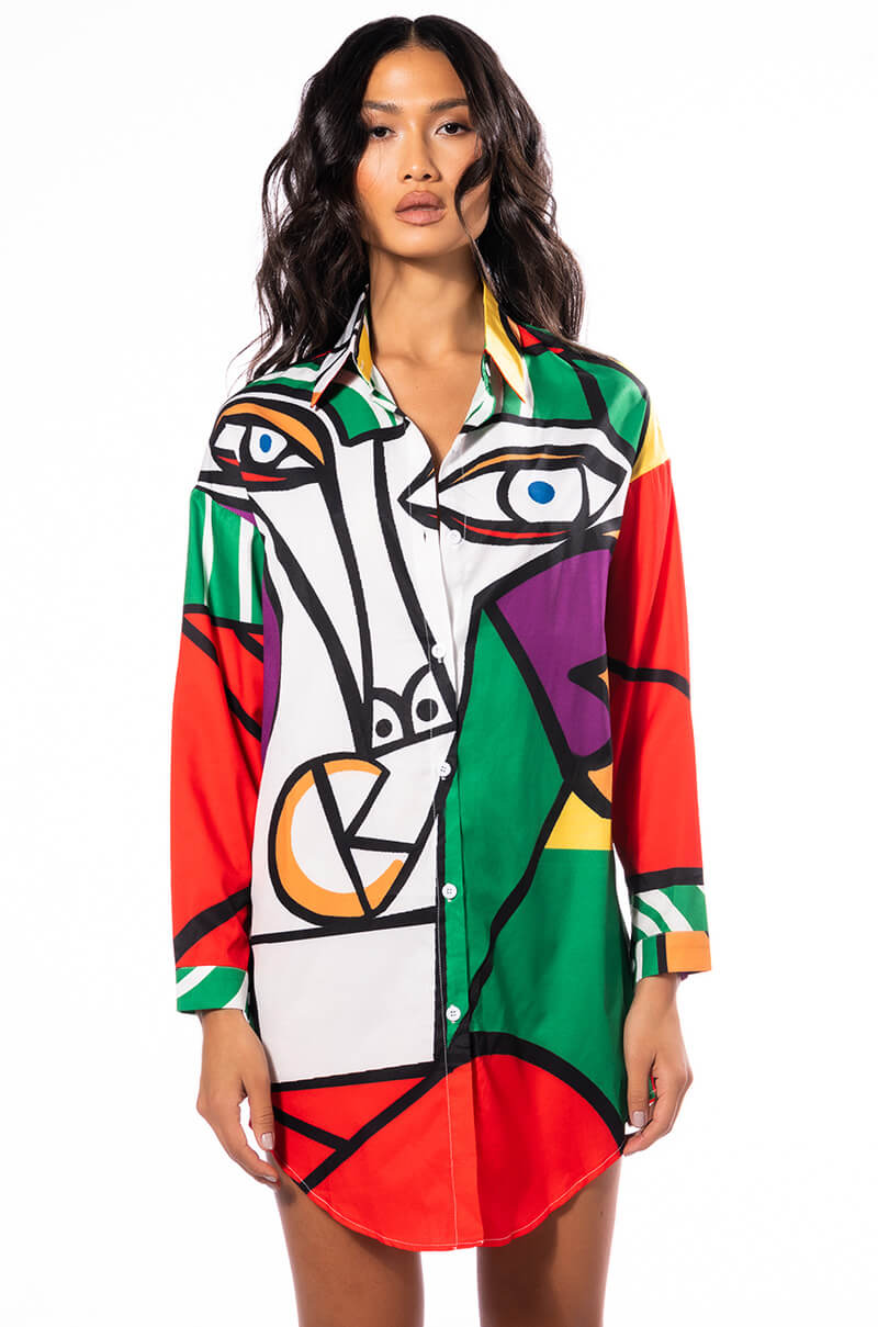 MASTERPIECE BUTTON DOWN MINI DRESS