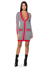 MAZEY PRINTED LONG SLEEVE MINI DRESS