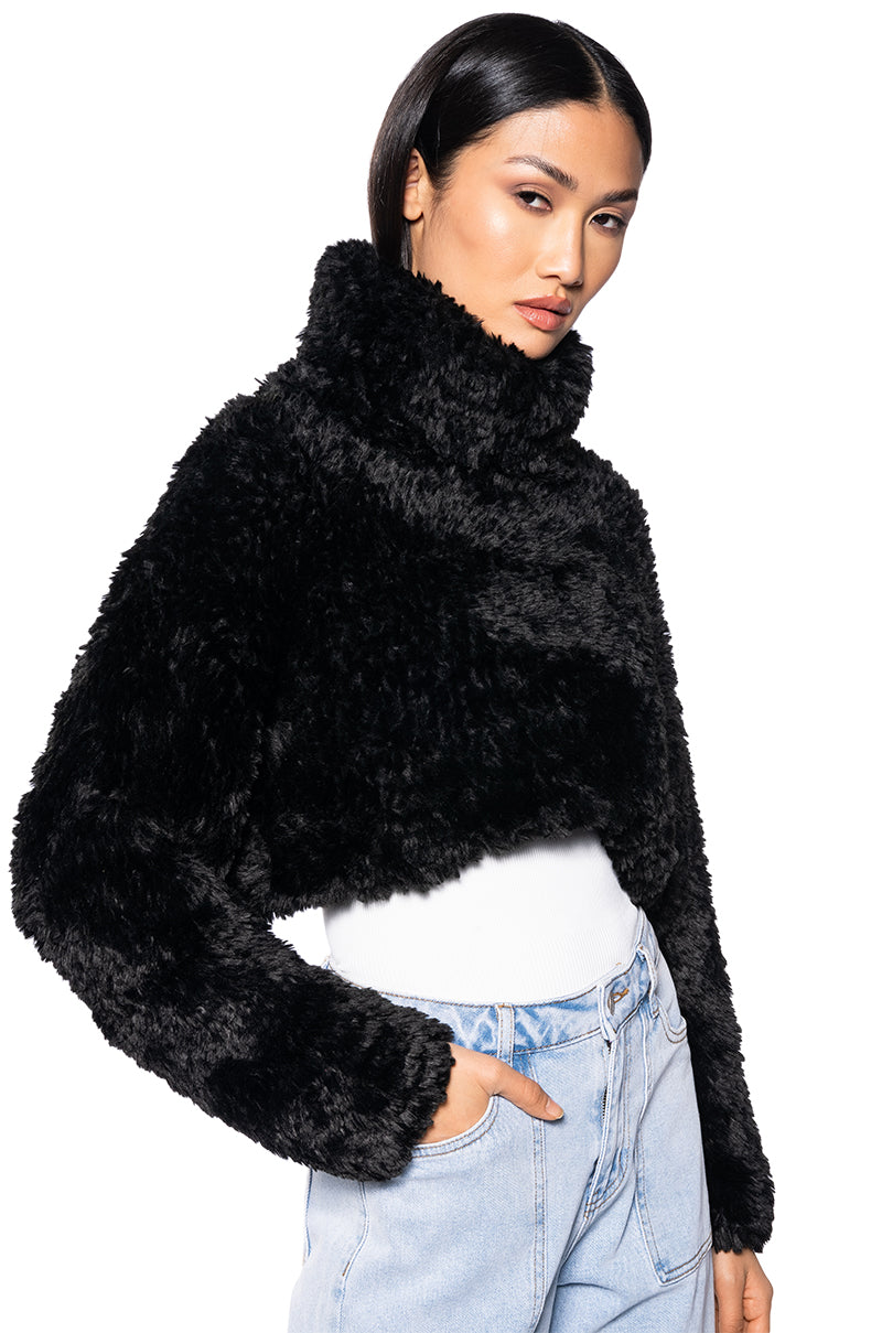 ME OR YOU FUZZY CROPPED TURTLENECK SWEATER
