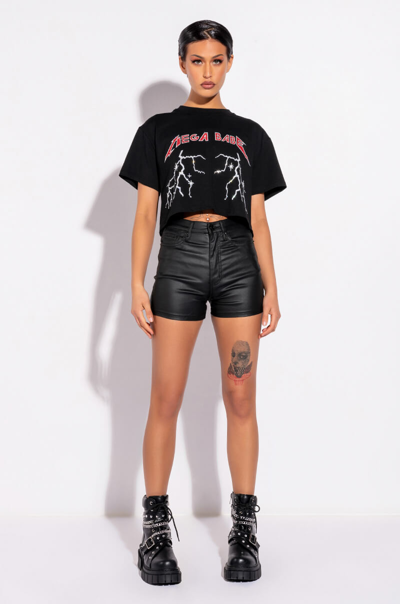 MEGA EMBELLISHED OPEN BACK CROP TSHIRT