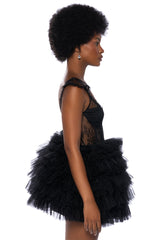 MERCEDES TULLE CAP SLEEVE MINI DRESS