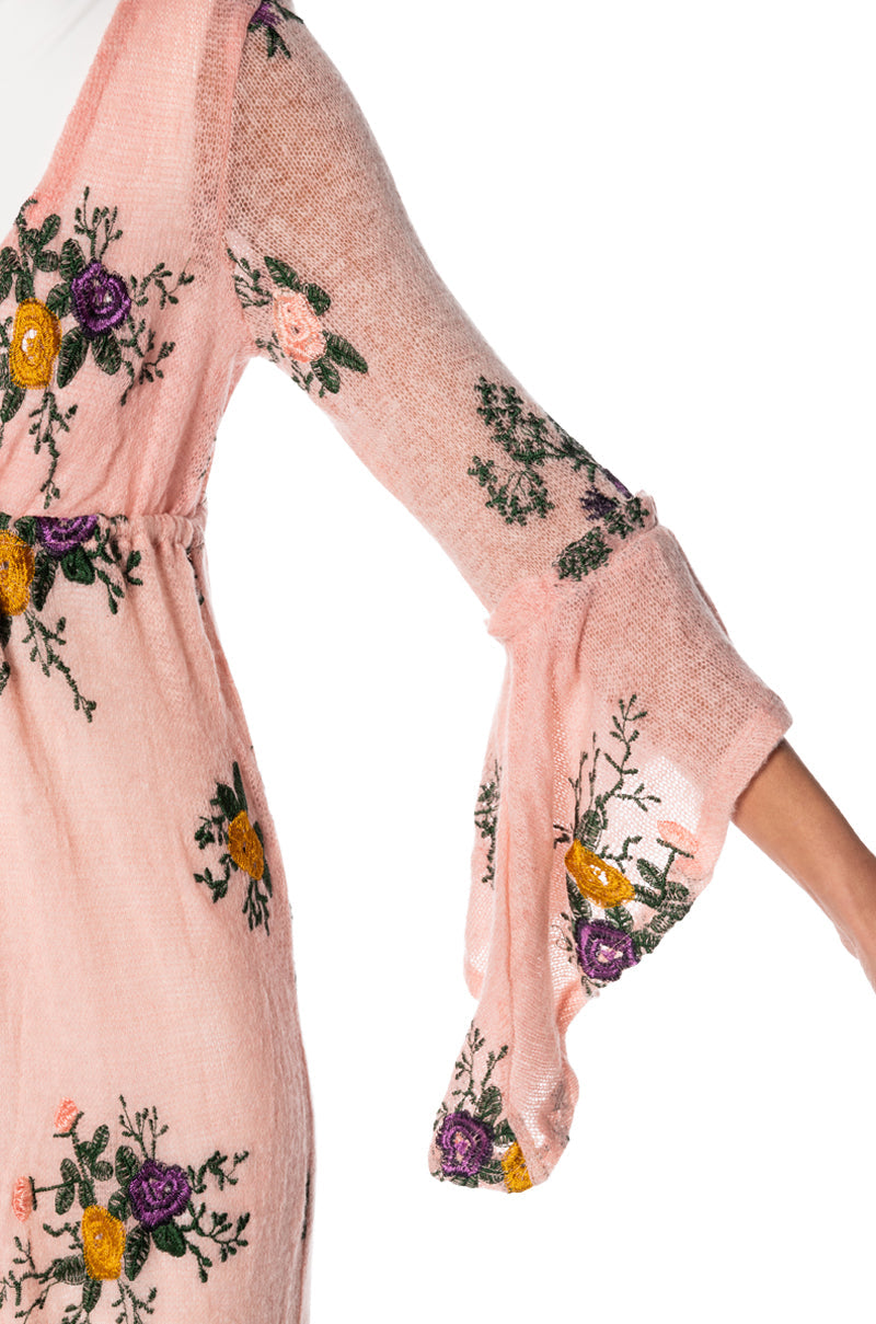 MISS HONEY LONG SLEEVE FLORAL DUSTER SWEATER