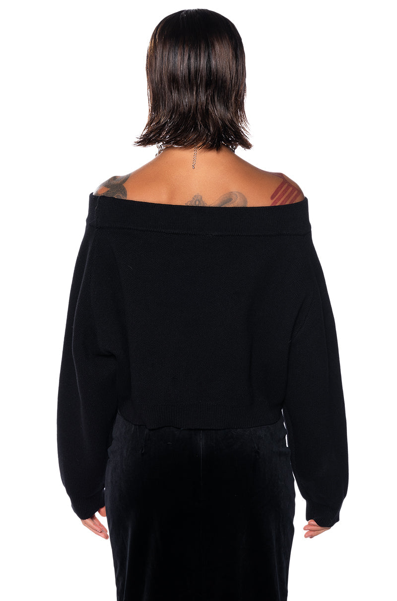 MISS PERFECTION OFF THE SHOULDER SWEATER