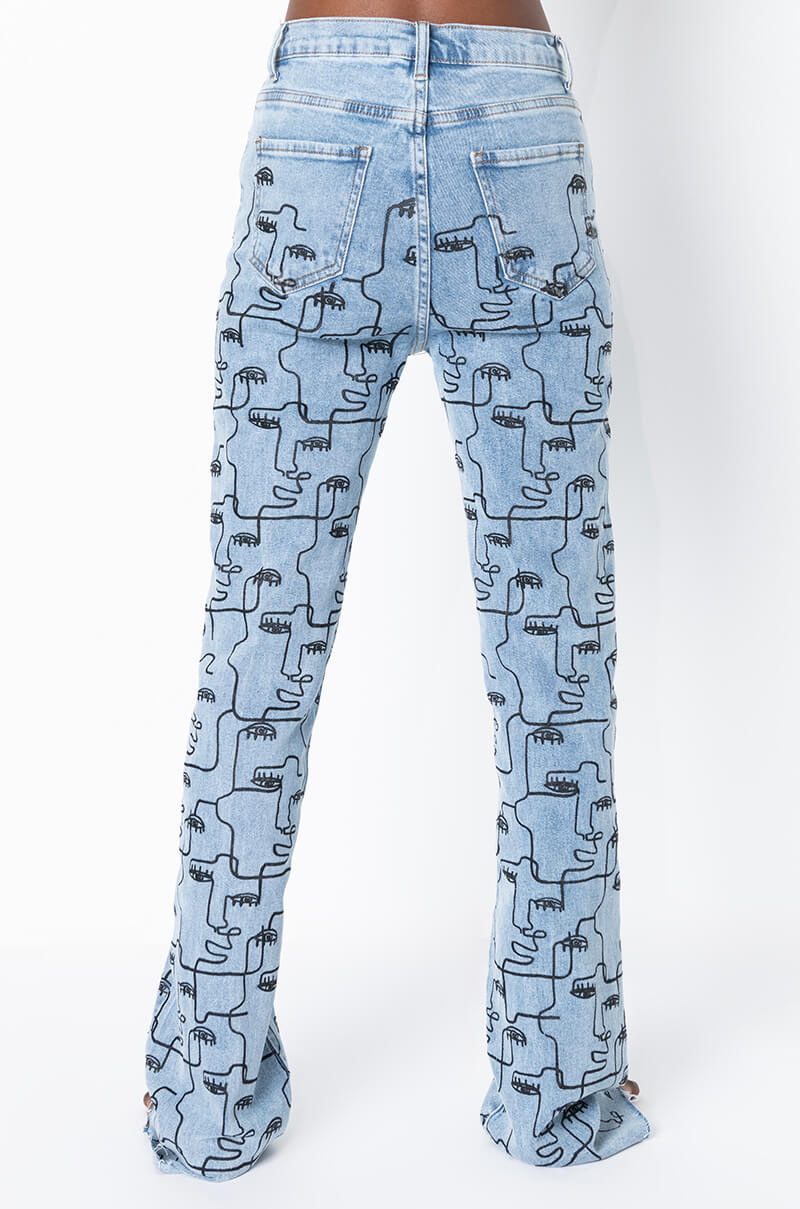 MULTIPLE FACES HIGH WAIST STRAIGHT JEANS