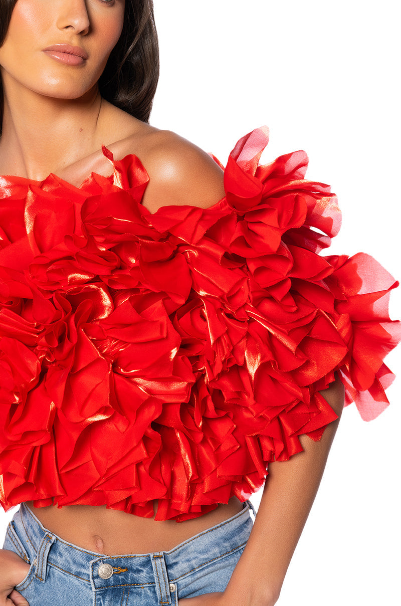 MUST BE DREAMING RUFFLE CROP BLOUSE