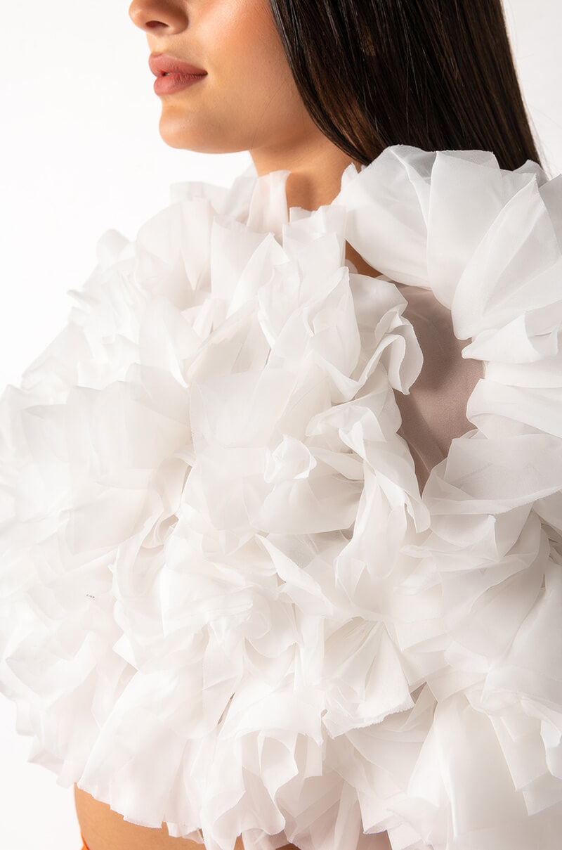 MUST BE DREAMING RUFFLE CROP BLOUSE