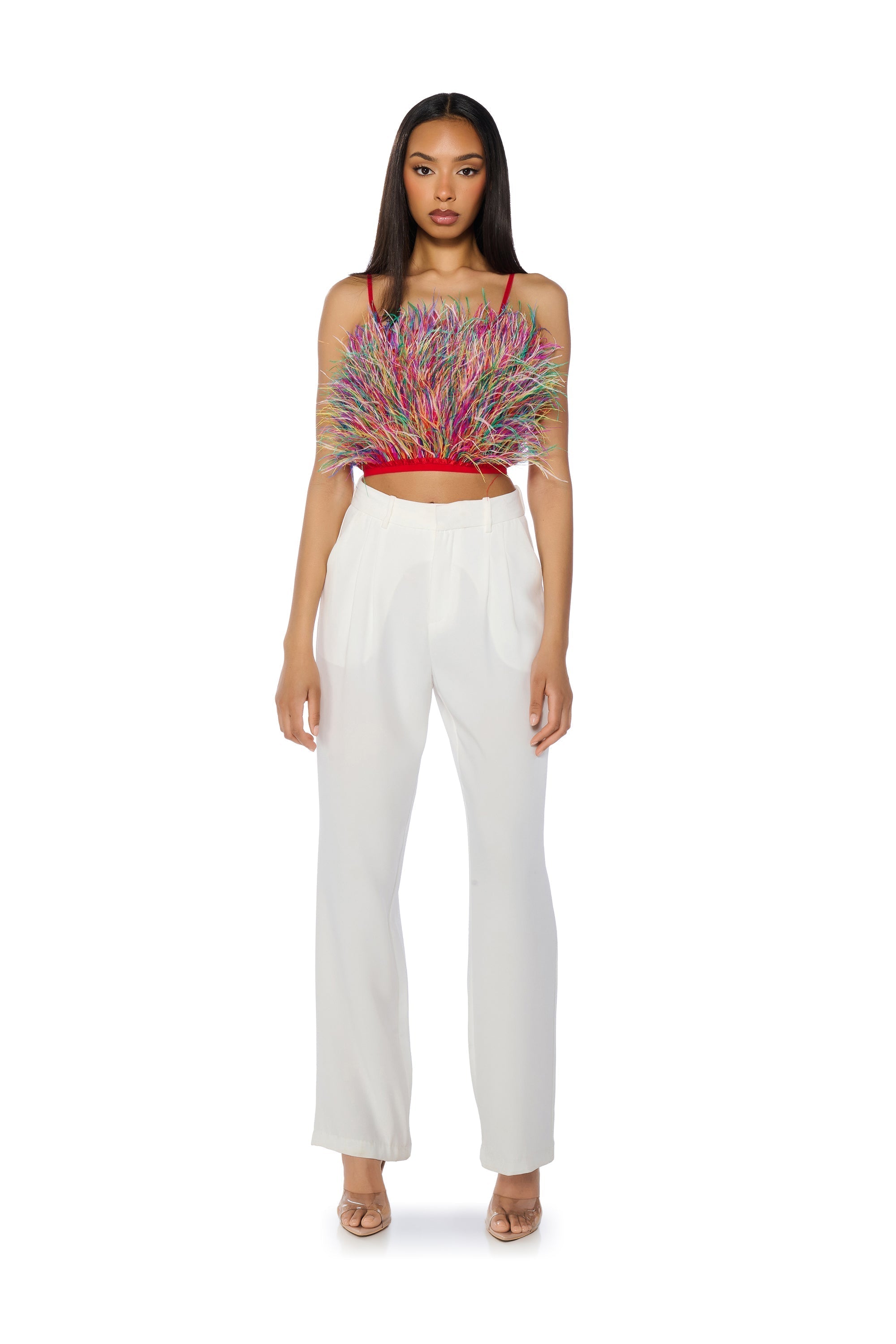 NADIA STATEMENT FEATHER TANK TOP