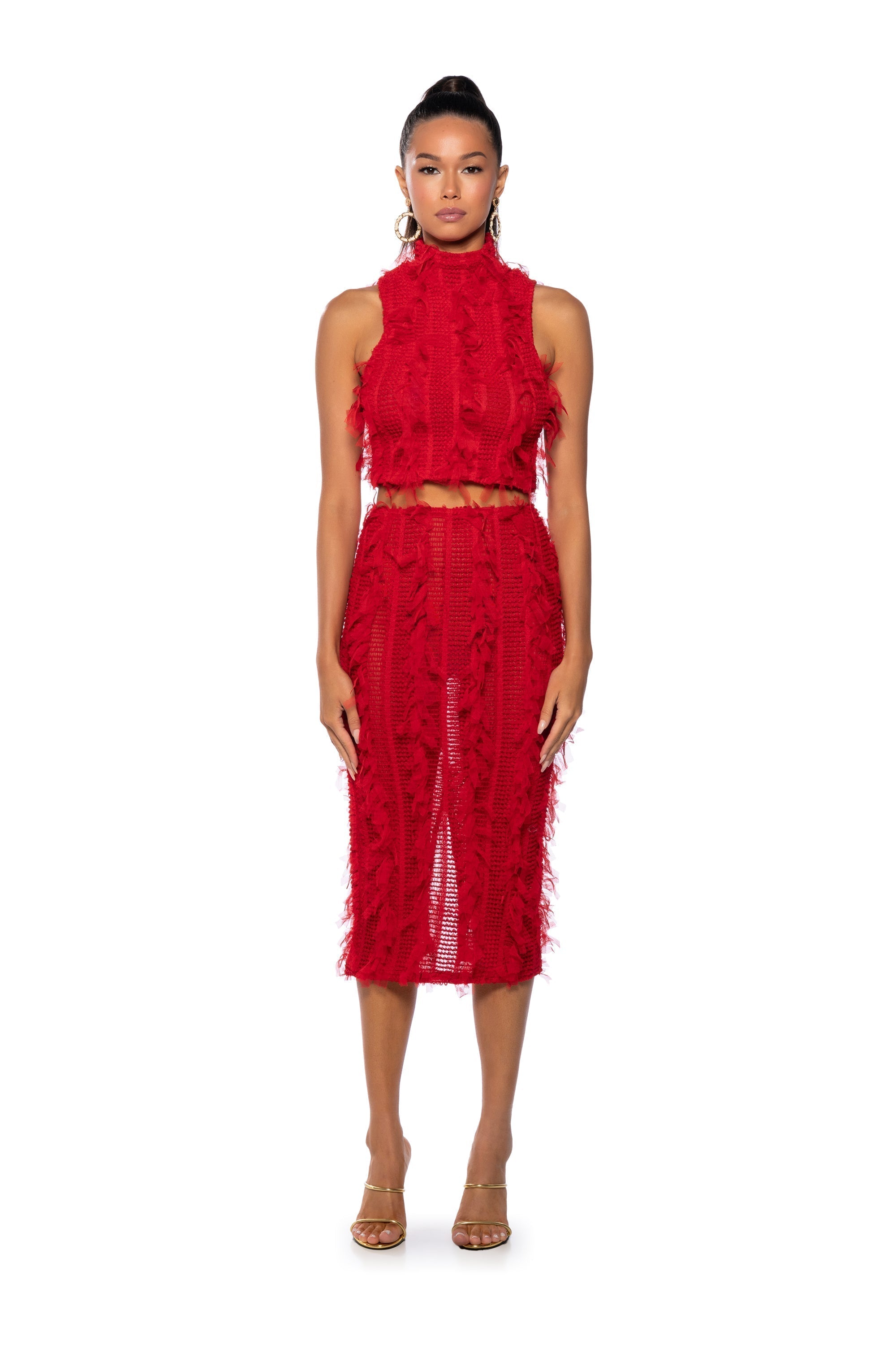 NAOMI MESH SLEEVELESS MOCKNECK TOP