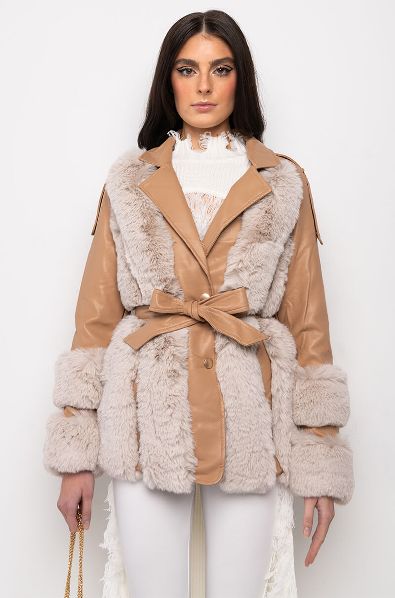 NATTY VICE FAUX FUR MOTO JACKET