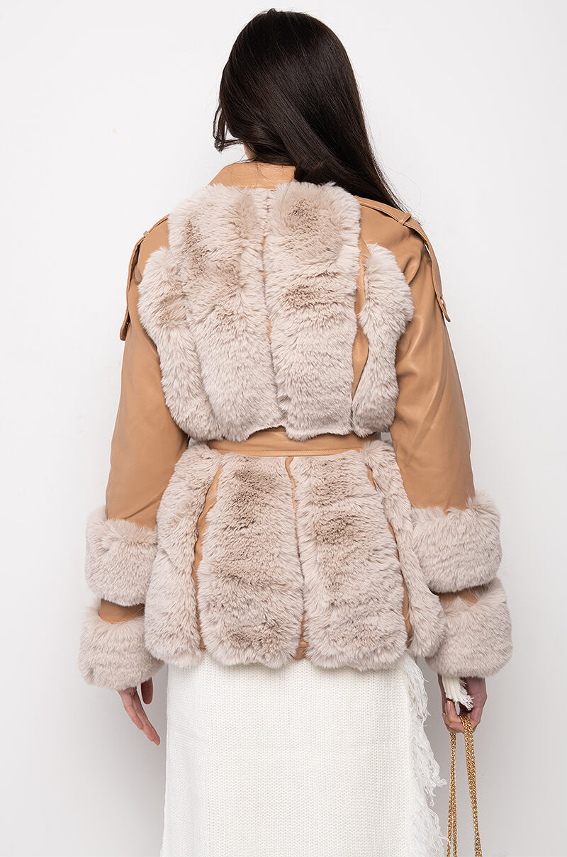 NATTY VICE FAUX FUR MOTO JACKET