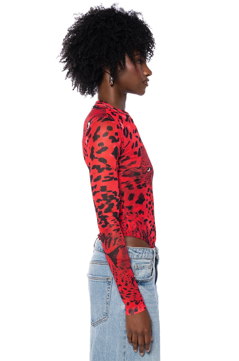 NATURE CALLING CHEETAH PRINT LONG SLEEVE BODYSUIT