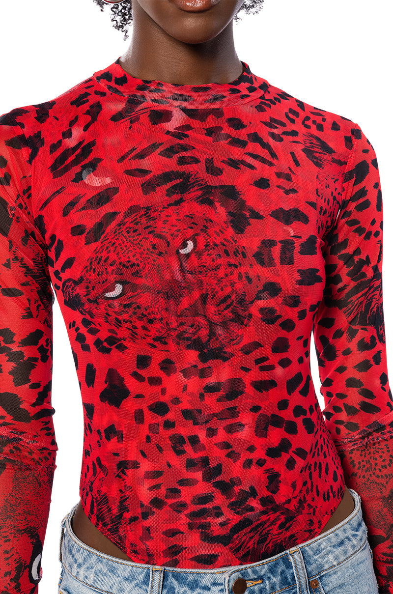 NATURE CALLING CHEETAH PRINT LONG SLEEVE BODYSUIT