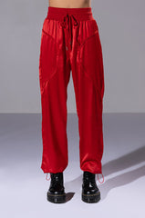 NEVER BORING SATIN DRAWSTRING JOGGER