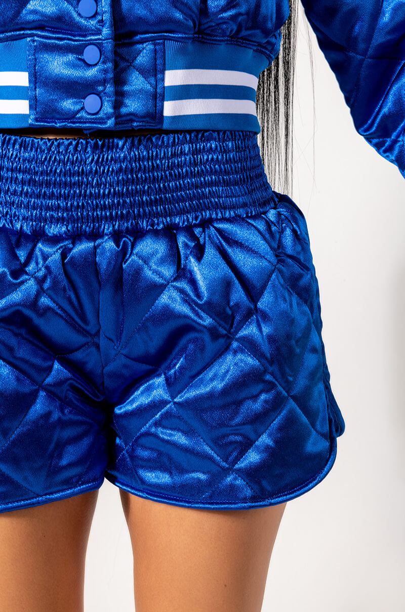 NO CAP QUILTED SATIN DOLPHIN SHORTS
