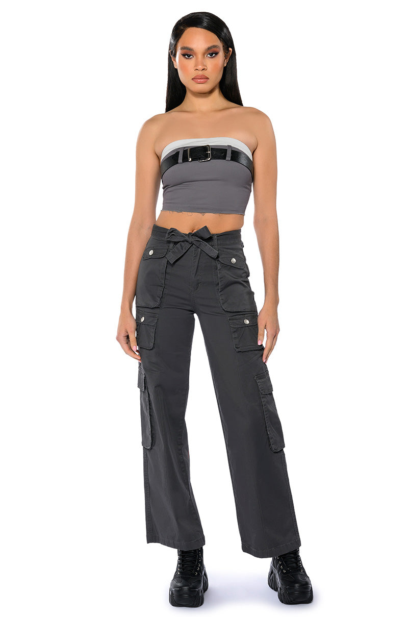 NOTHING ABOUT YOU BELTED CARGO PANTS