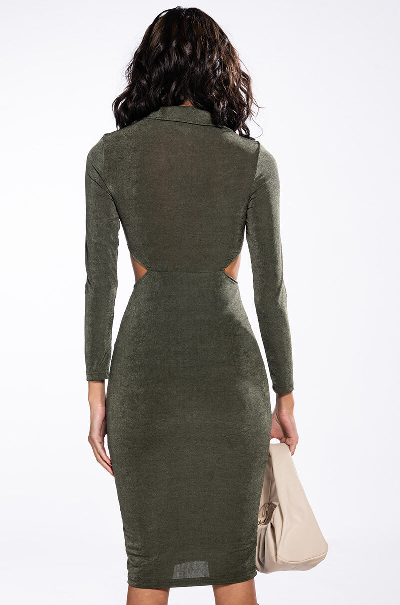 NOTHING TO PROVE MIDI DRESS WITH WAIST CUT OUT