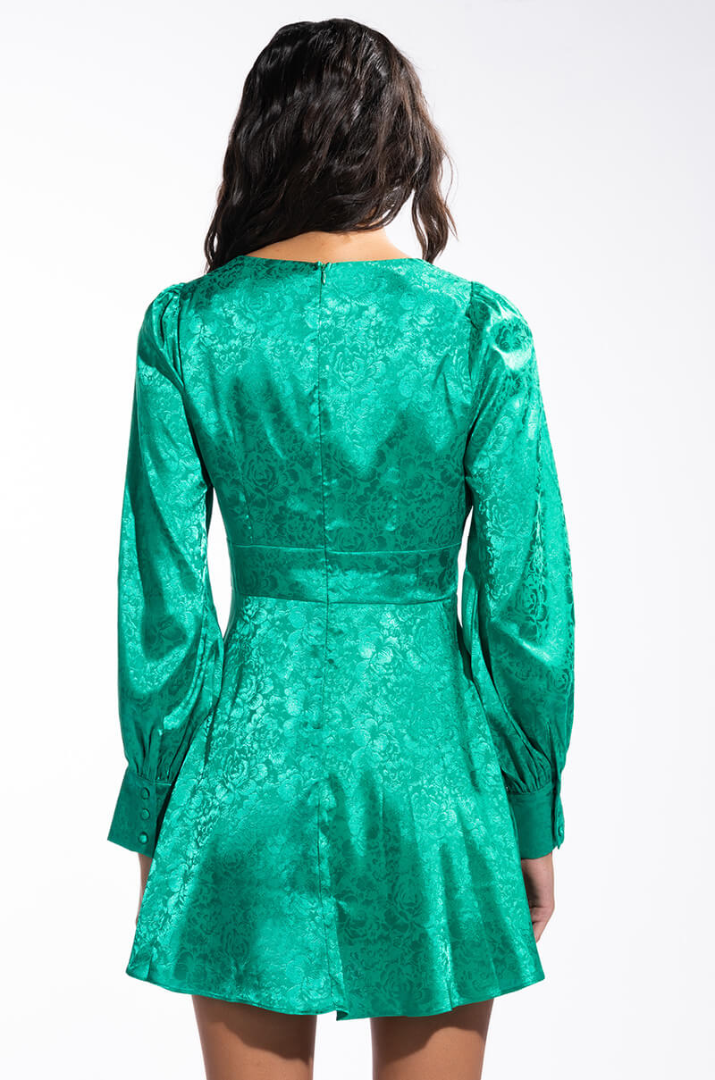 OCEAN DRIVE LONG SLEEVE CUTOUT SATIN MINI DRESS