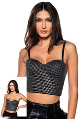 ON MY LEVEL RHINESTONE CORSET TOP
