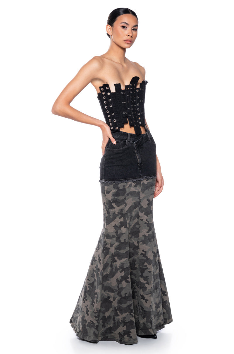 ON THE GO CAMO MAXI SKIRT