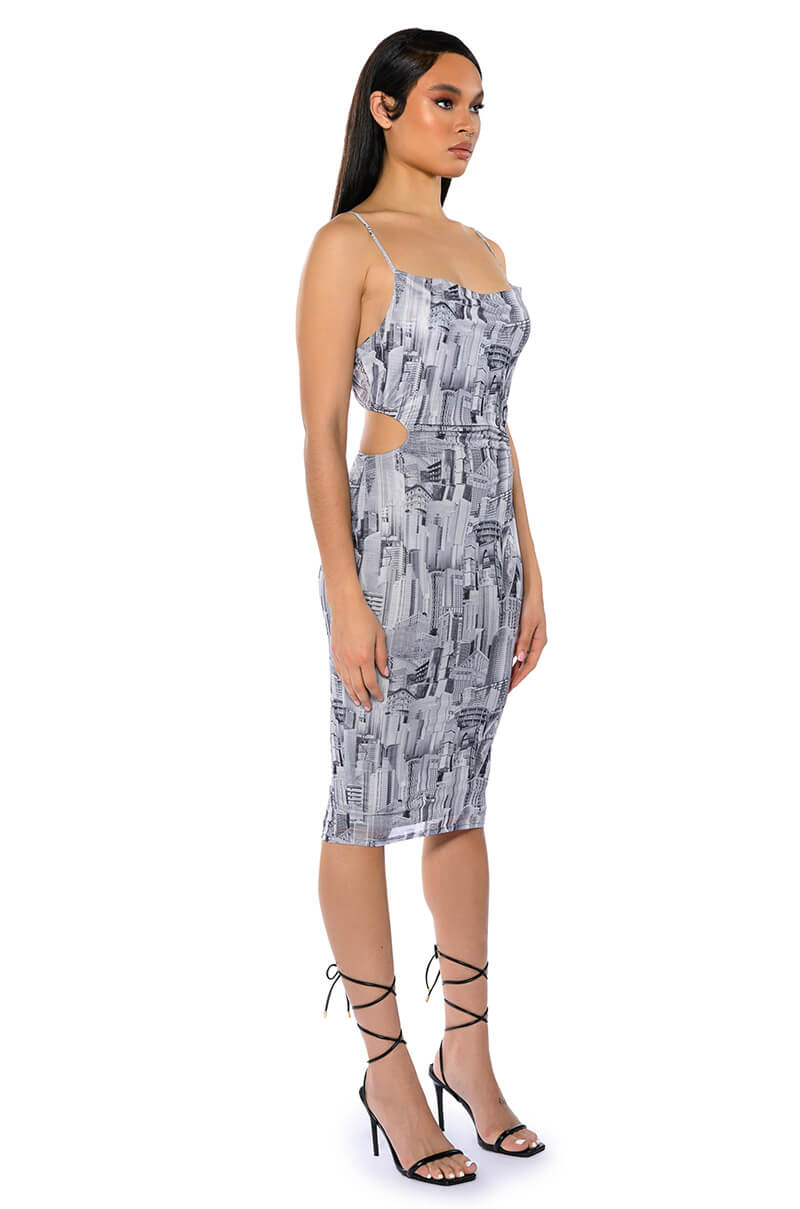 ON TO SOMETHING PRINTED MIDI DRESS