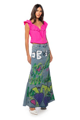 ORCHID RUFFLE SLEEVE CORSET TOP IN PINK